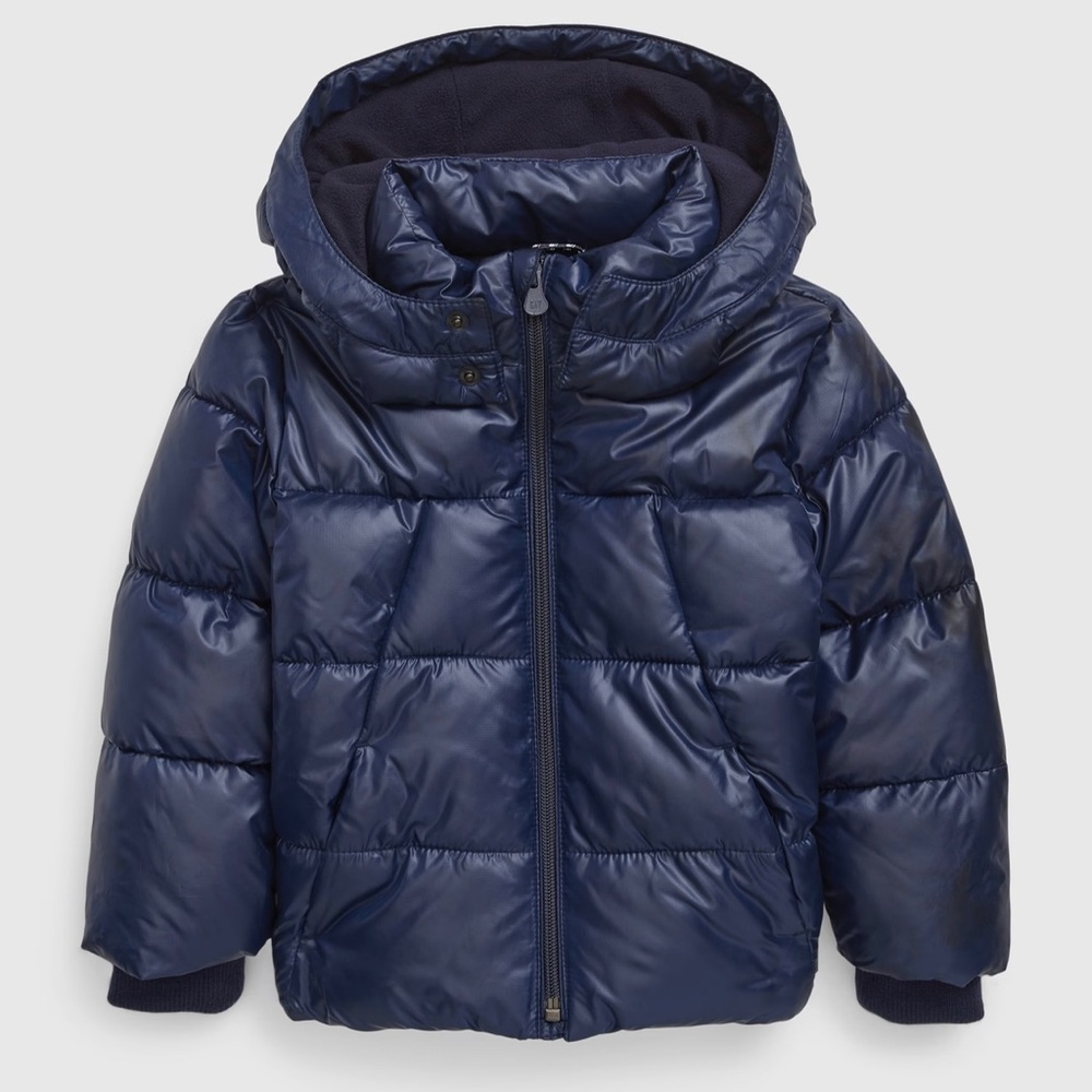 Toddler GAP Recycled Shine Puffer Jacket Navy Blue
